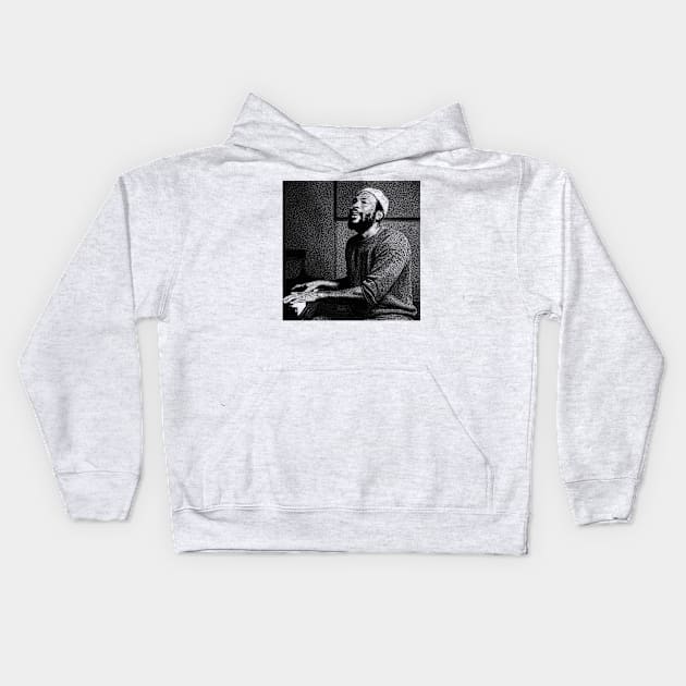 Marvin Gaye Pencil Art Kids Hoodie by 2010artpage